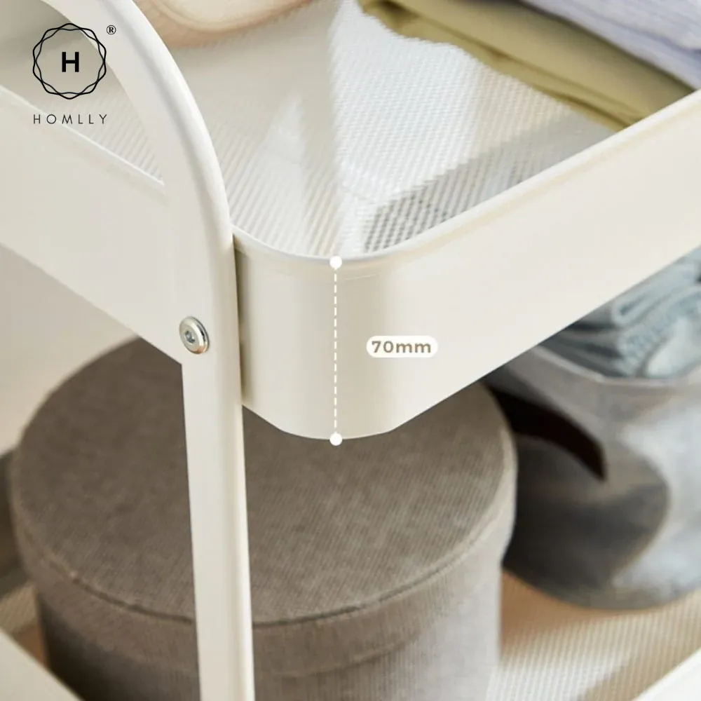 Homlly 2 Tier Movable Metal Basket Organizer Coat Rack with Wheels