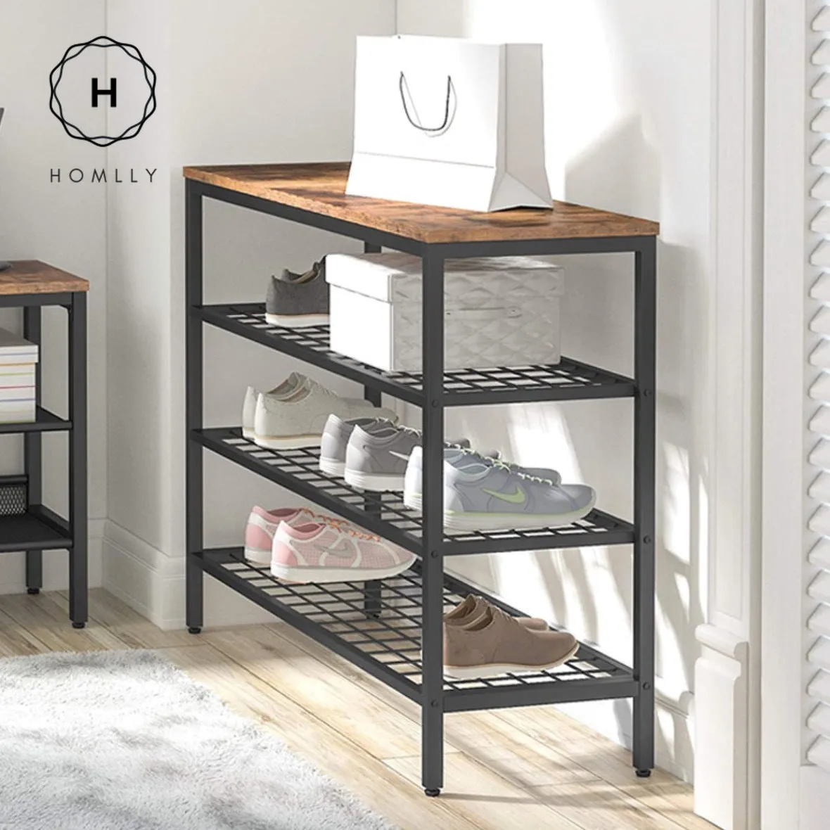 Homlly Gordon Industrial Shoe Storage Organizer Rack (4 Tier)