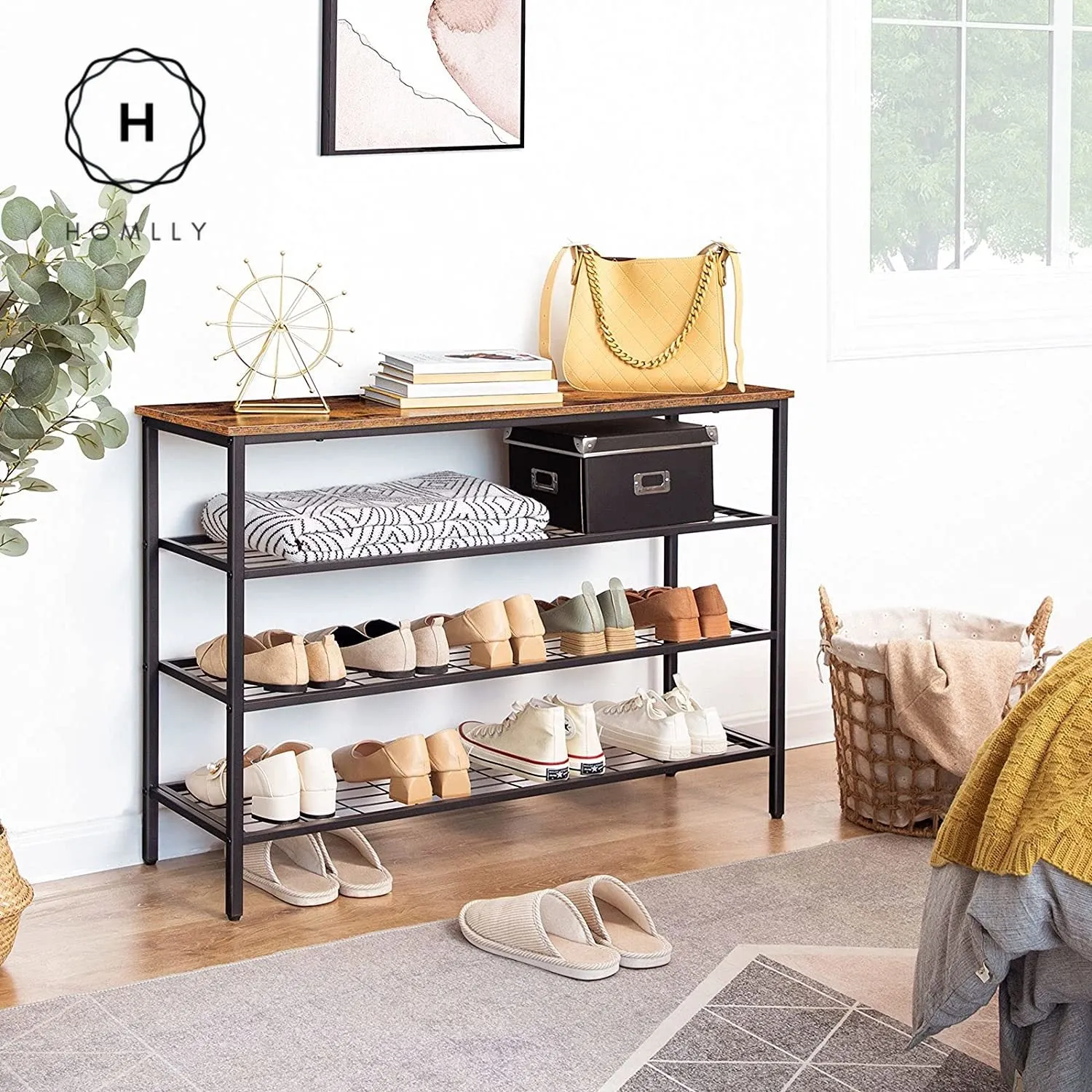 Homlly Gordon Industrial Shoe Storage Organizer Rack (4 Tier)