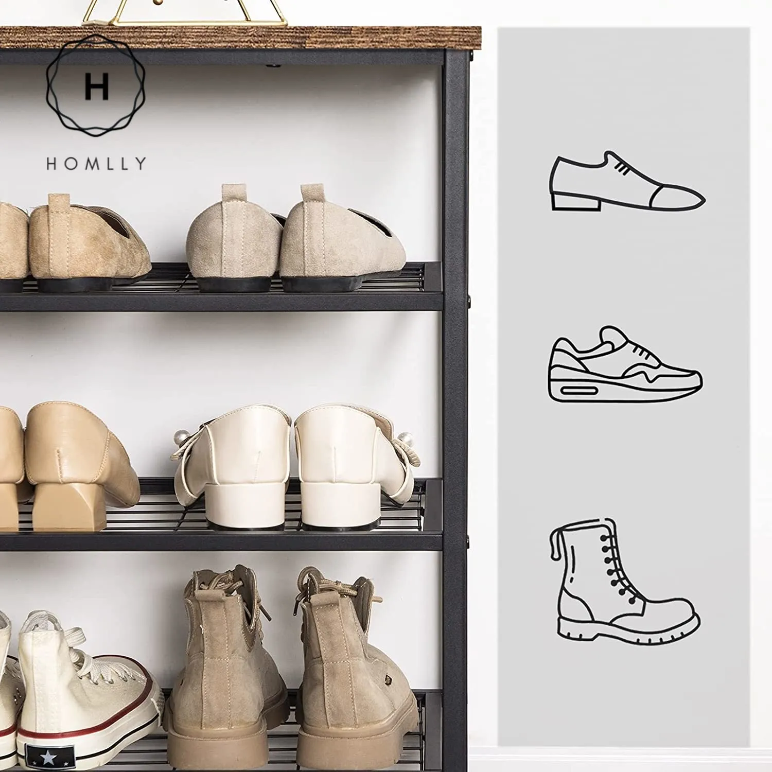 Homlly Gordon Industrial Shoe Storage Organizer Rack (4 Tier)