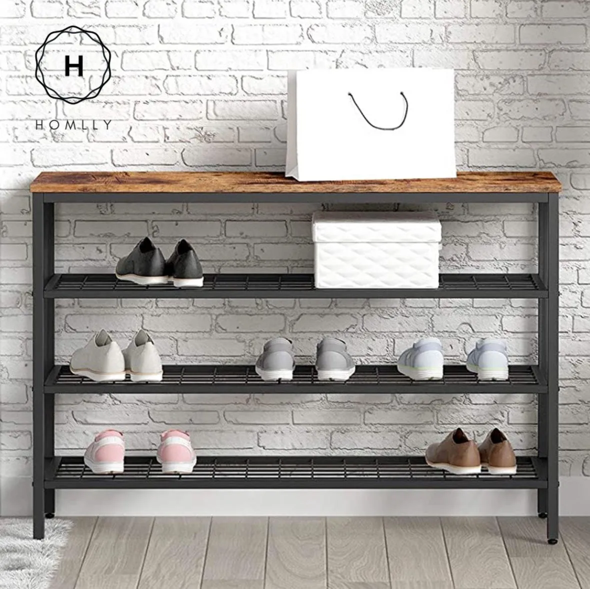 Homlly Gordon Industrial Shoe Storage Organizer Rack (4 Tier)