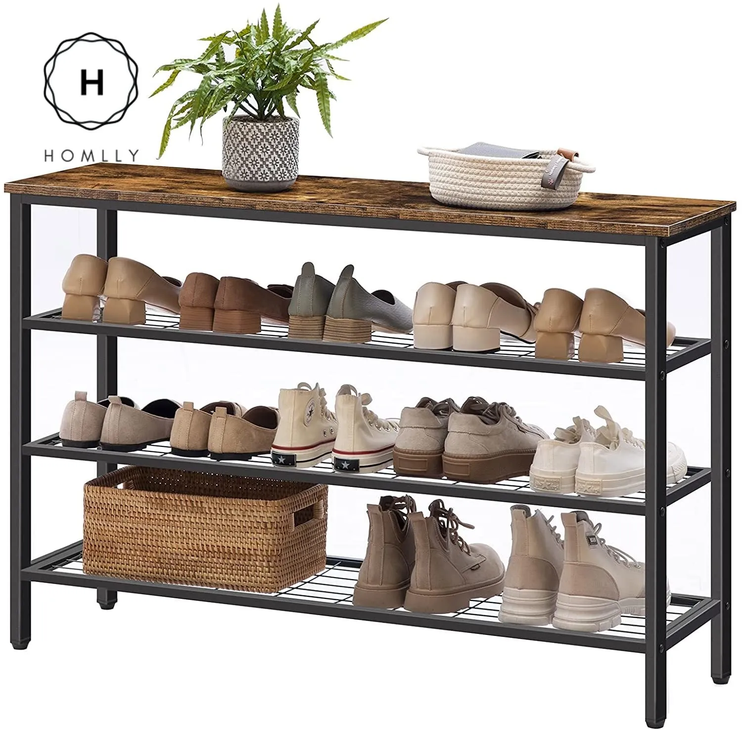 Homlly Gordon Industrial Shoe Storage Organizer Rack (4 Tier)