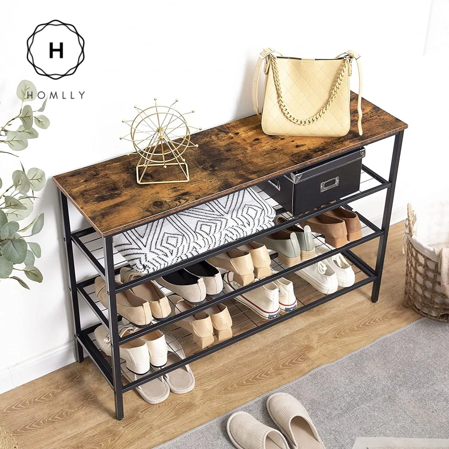Homlly Gordon Industrial Shoe Storage Organizer Rack (4 Tier)
