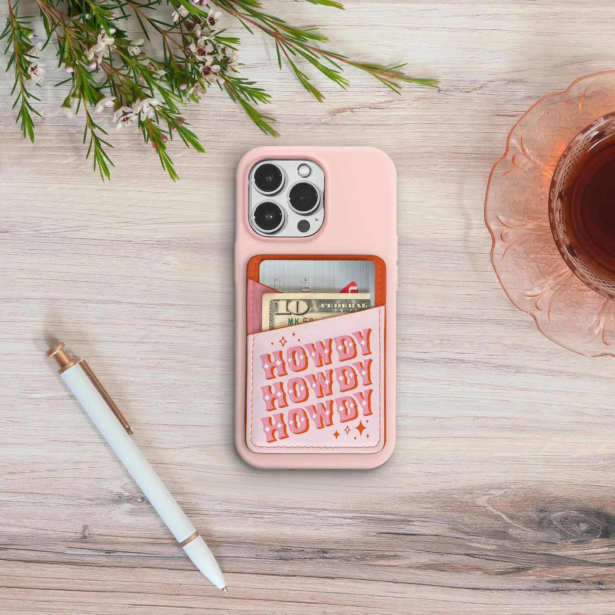 Howdy Partner Stick-On Cell Phone Wallet | Durable Water-resistant Phone Accessories