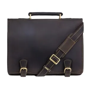 Hulk - Large Multi Compartment Mens Leather Laptop Briefcase - Oiled Brown