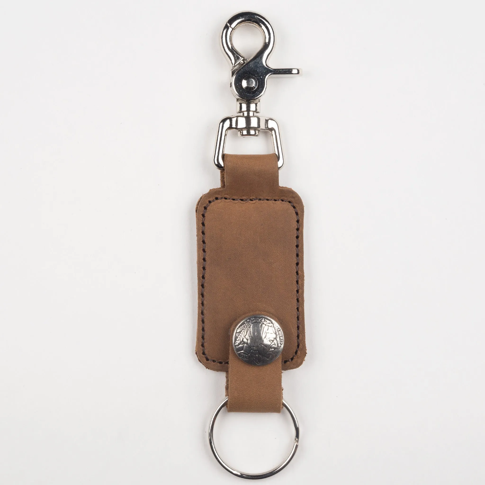 IN23C - Valet Key Fob w/ Indian Head Snap (Brown)