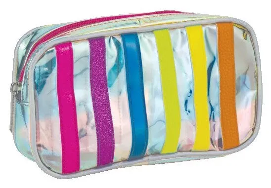 Iscream Iridescent Striped Small Cosmetic Bag
