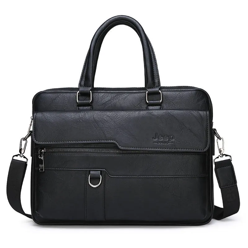 JEEP BULUO Brand Man Business Briefcase Bag Split Leather High Quality Men office Bags For 13.3 inch Laptop A4 File Causel Male