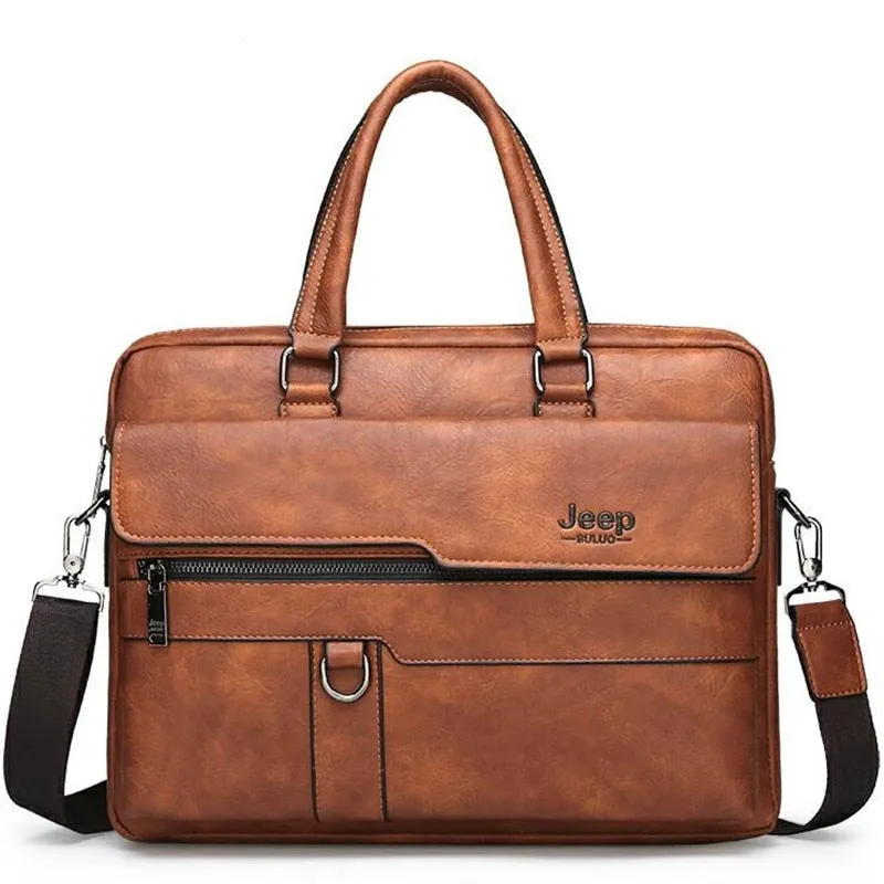 JEEP BULUO Brand Man Business Briefcase Bag Split Leather High Quality Men office Bags For 13.3 inch Laptop A4 File Causel Male