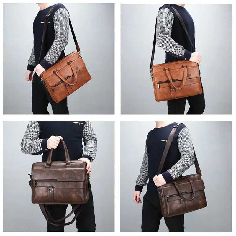 JEEP BULUO Brand Man Business Briefcase Bag Split Leather High Quality Men office Bags For 13.3 inch Laptop A4 File Causel Male