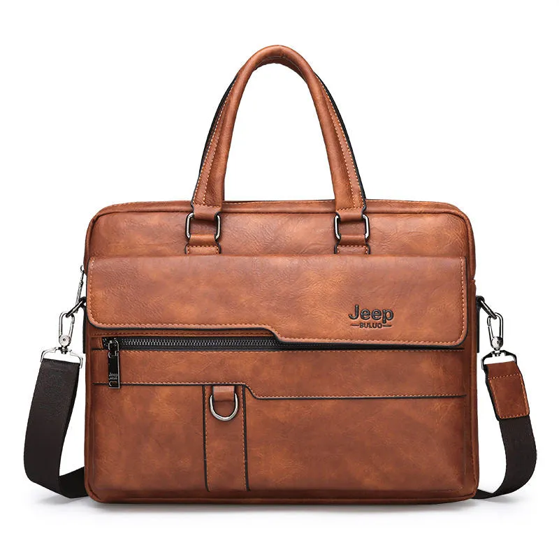 JEEP BULUO Brand Man Business Briefcase Bag Split Leather High Quality Men office Bags For 13.3 inch Laptop A4 File Causel Male