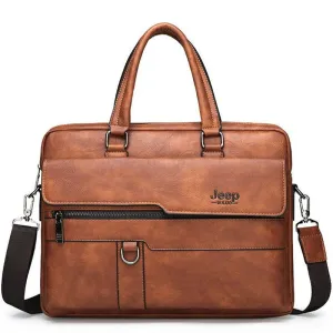 JEEP BULUO Brand Man Business Briefcase Bag Split Leather High Quality Men office Bags For 13.3 inch Laptop A4 File Causel Male