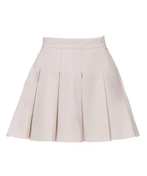 J.Jane Wide Pleats Leather Skirt - Ivory