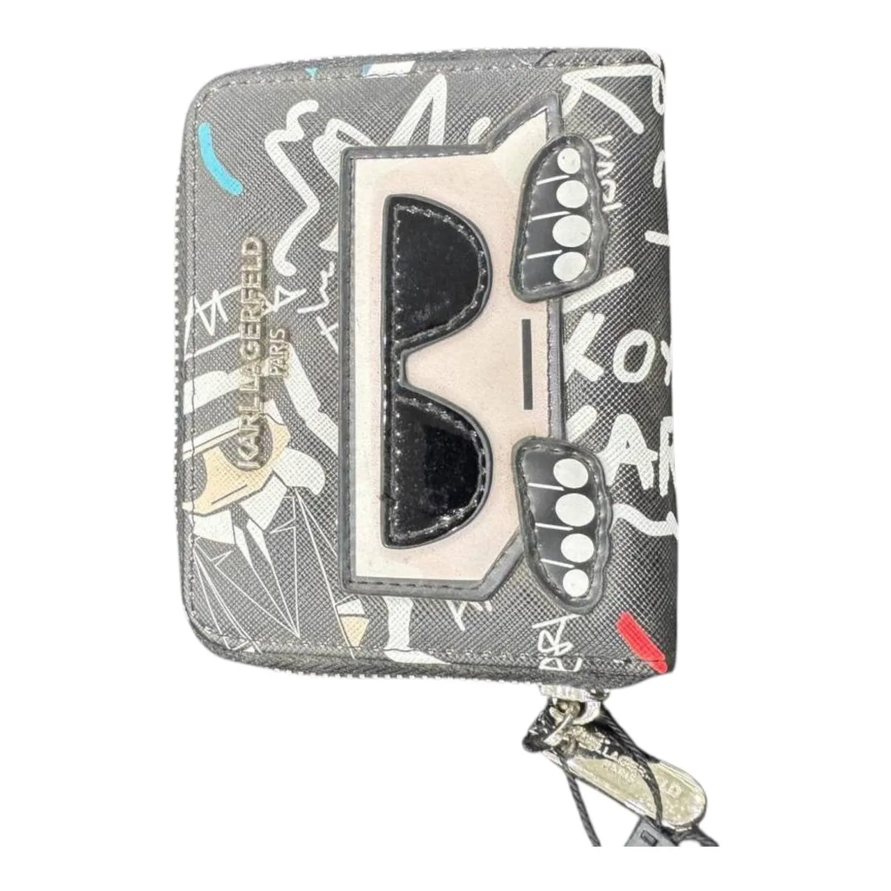 Karl Lagerfeld Urban Sketch Wallet – Graffiti Gray Zip Edition 🖤🖊️