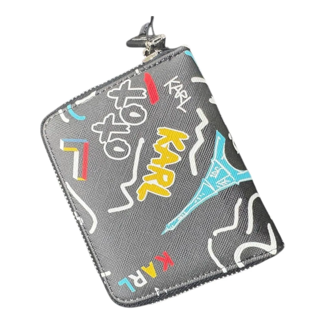 Karl Lagerfeld Urban Sketch Wallet – Graffiti Gray Zip Edition 🖤🖊️