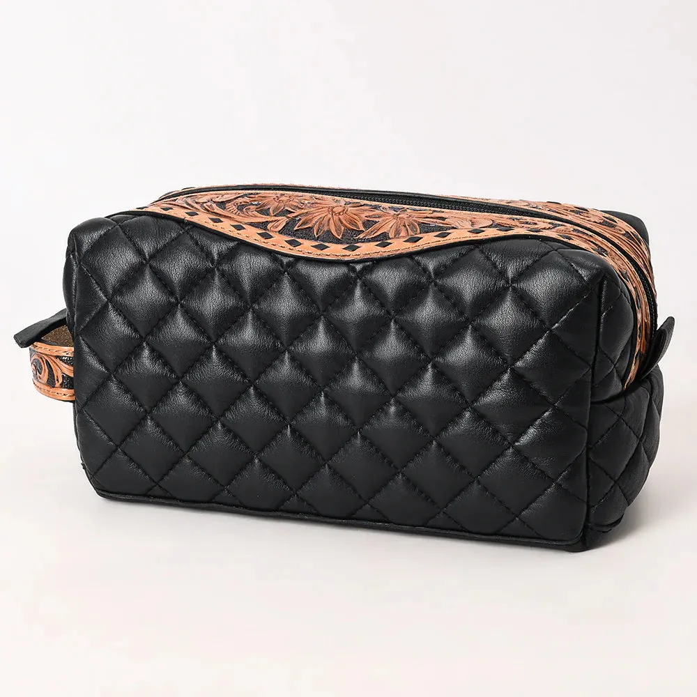 Kinsley Tooled and Quilted Leather Makeup Bag