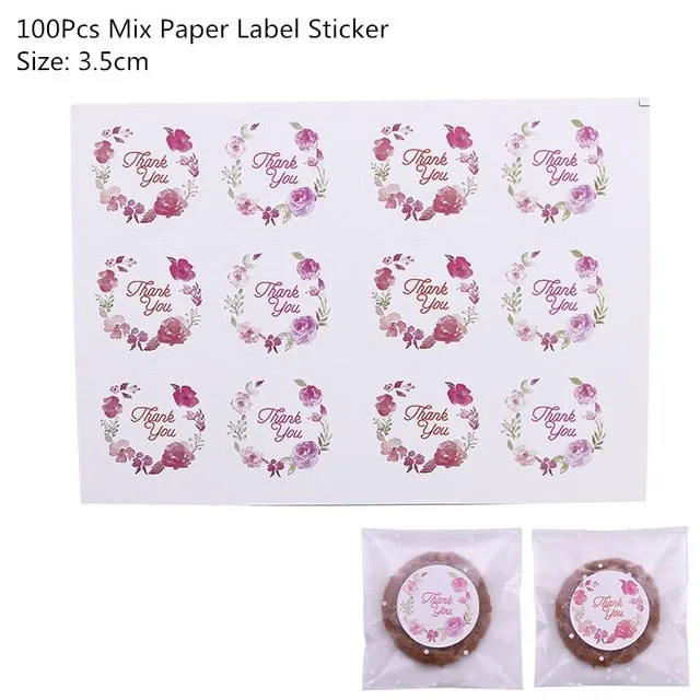 Kraft Paper Bags and Stickers For Candy or Gift