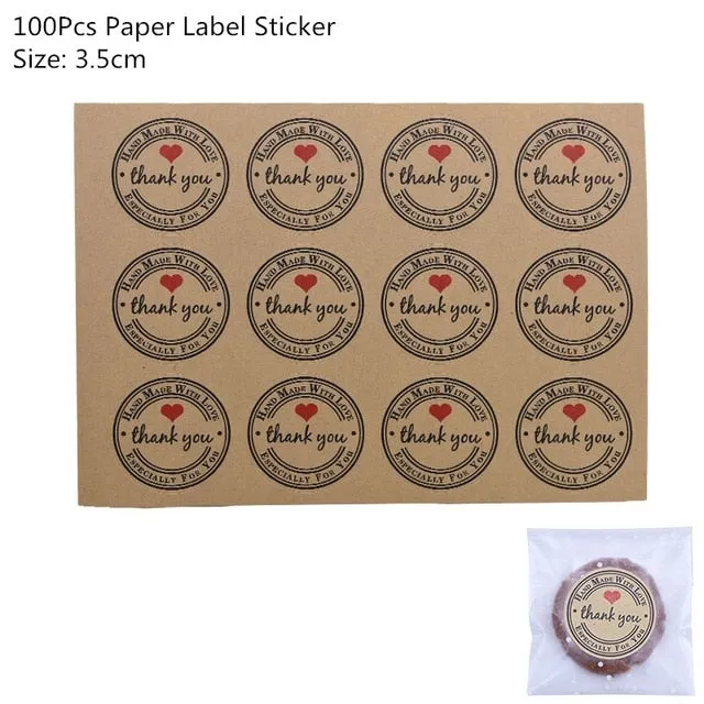 Kraft Paper Bags and Stickers For Candy or Gift