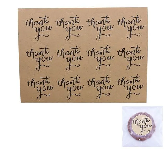 Kraft Paper Bags and Stickers For Candy or Gift