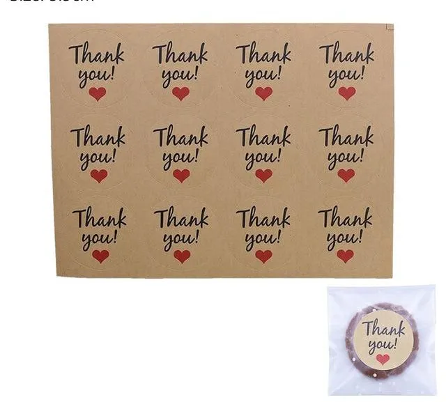 Kraft Paper Bags and Stickers For Candy or Gift