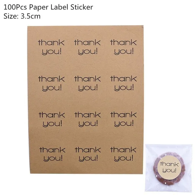 Kraft Paper Bags and Stickers For Candy or Gift