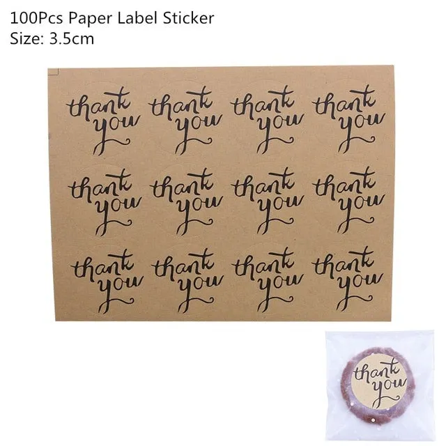 Kraft Paper Bags and Stickers For Candy or Gift