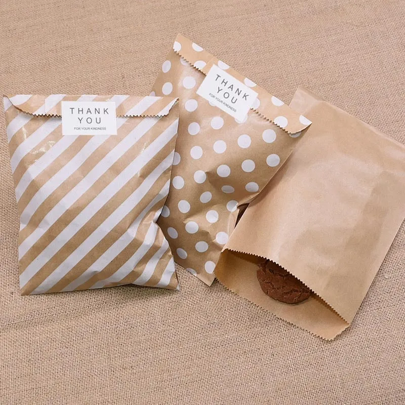 Kraft Paper Bags and Stickers For Candy or Gift