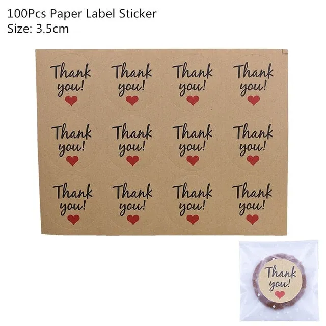 Kraft Paper Bags and Stickers For Candy or Gift