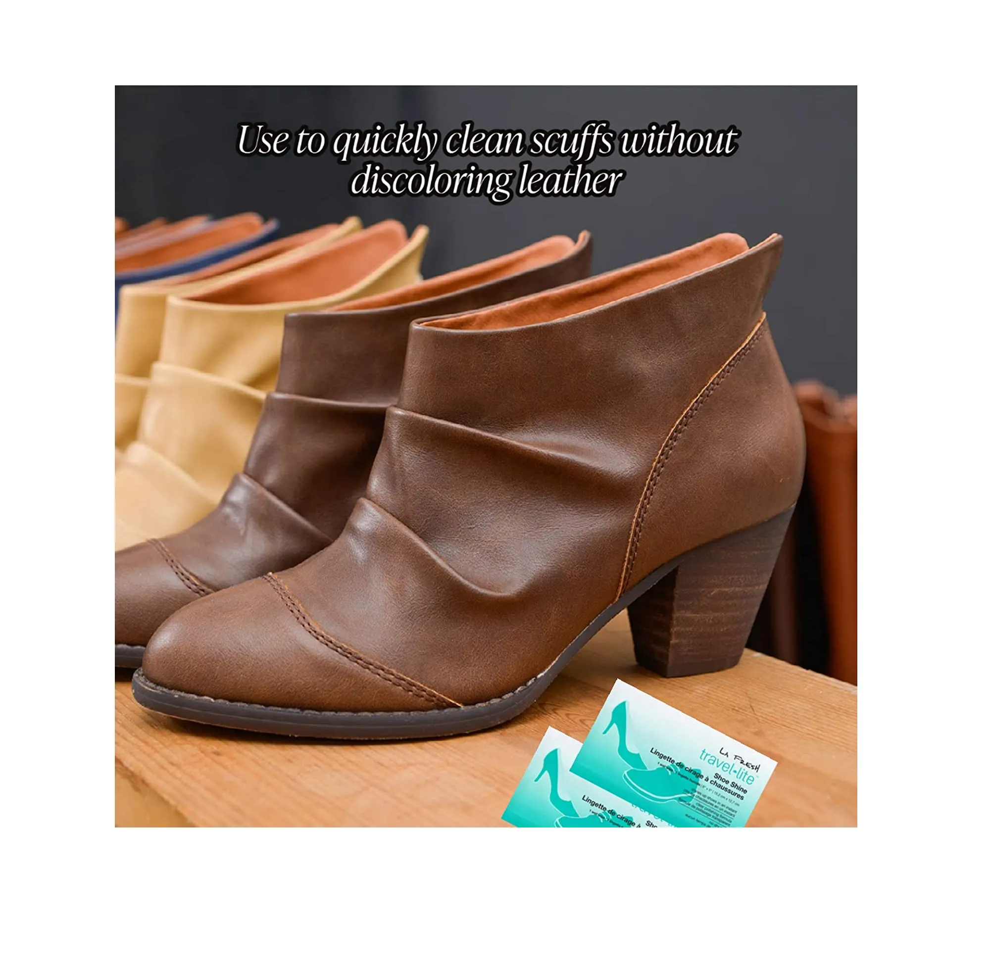 LA Fresh Travel Lite Pre-Moistened Shoe Shine Wipes Case of 200 Individually