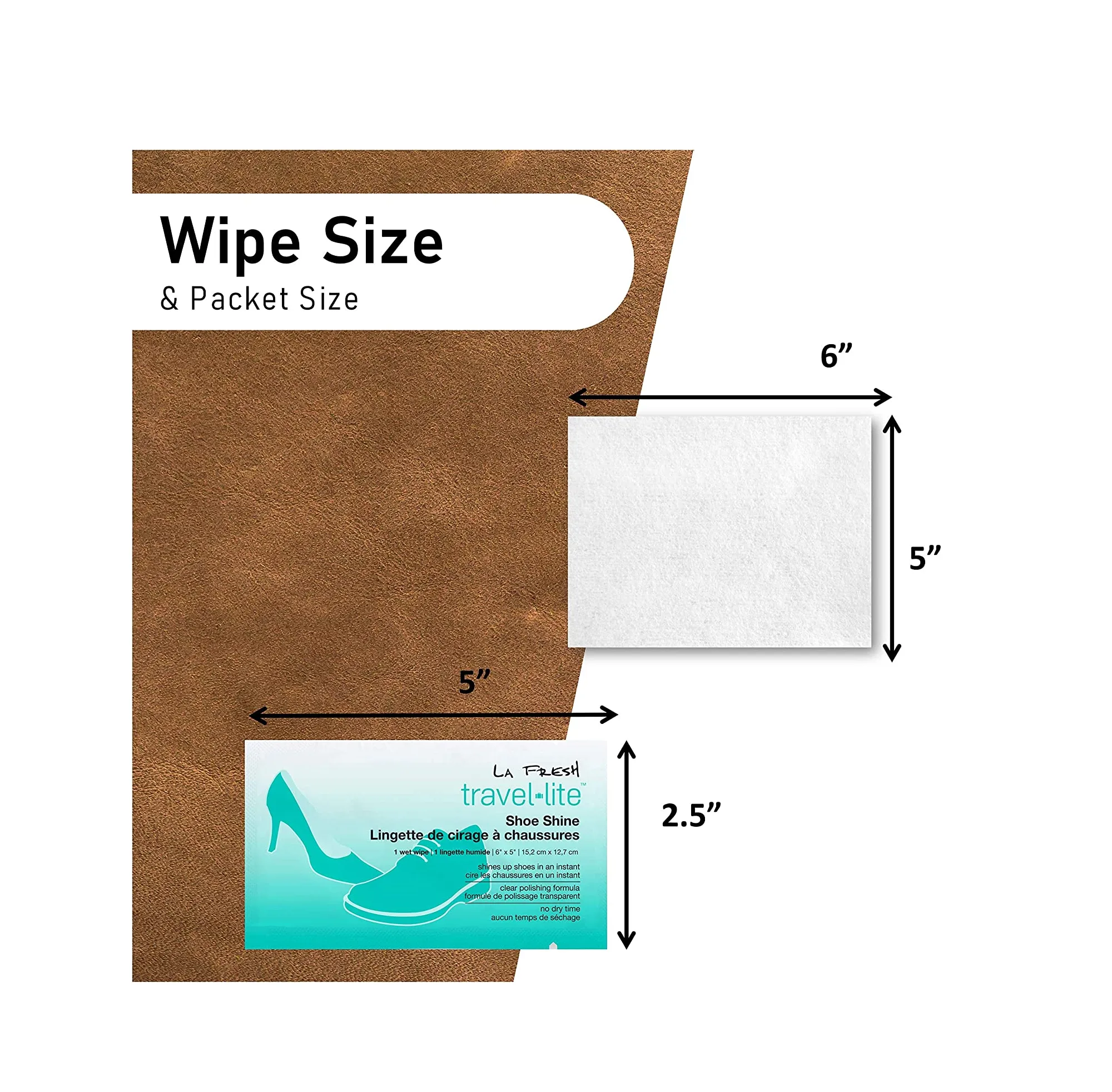 LA Fresh Travel Lite Pre-Moistened Shoe Shine Wipes Case of 200 Individually