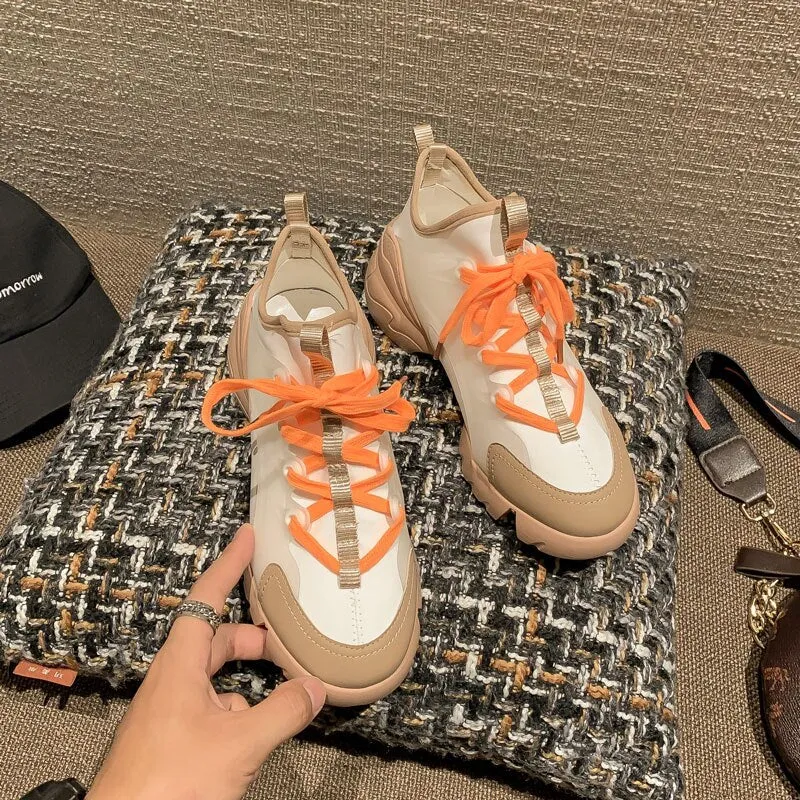 Lace-up Genuine Leather Ladies Sport Shoes