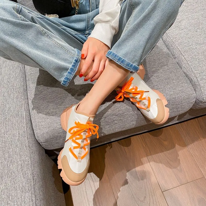 Lace-up Genuine Leather Ladies Sport Shoes