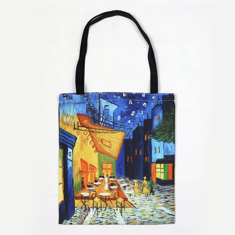 Ladies Gorgeous Starry Sky Oil Painting Canvas Handbags