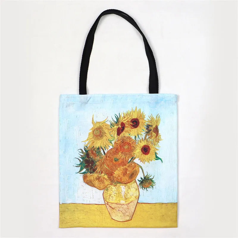 Ladies Gorgeous Starry Sky Oil Painting Canvas Handbags