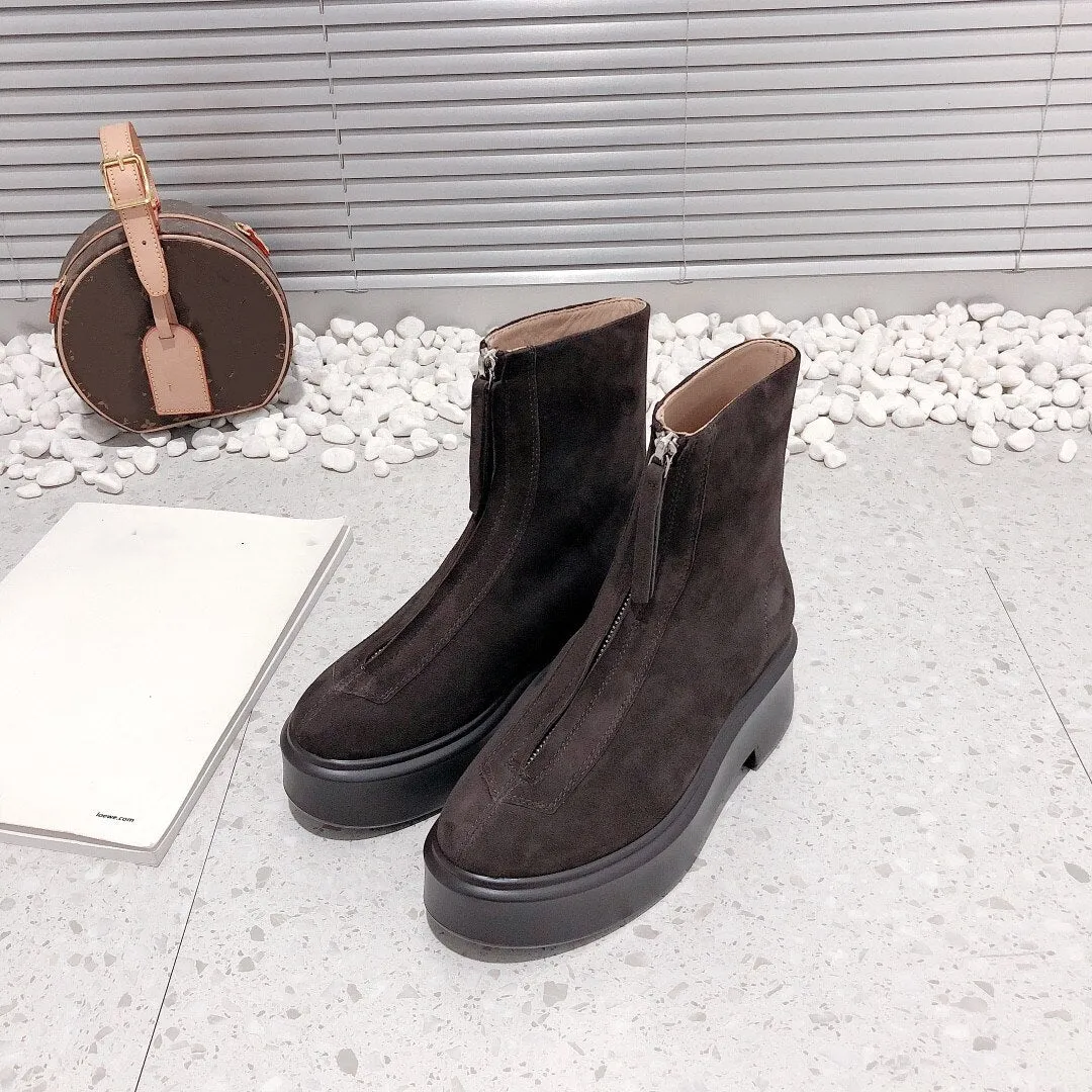 Large Size35-41 Women Platform Round Toe Ankle Boots