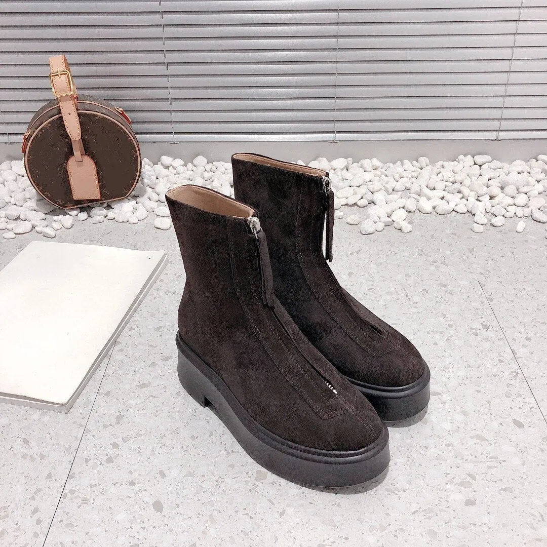 Large Size35-41 Women Platform Round Toe Ankle Boots