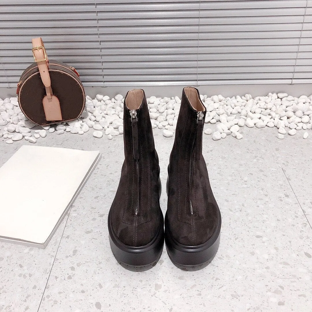 Large Size35-41 Women Platform Round Toe Ankle Boots