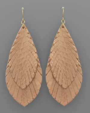 Layer Marquise Leather Earrings (Rose)