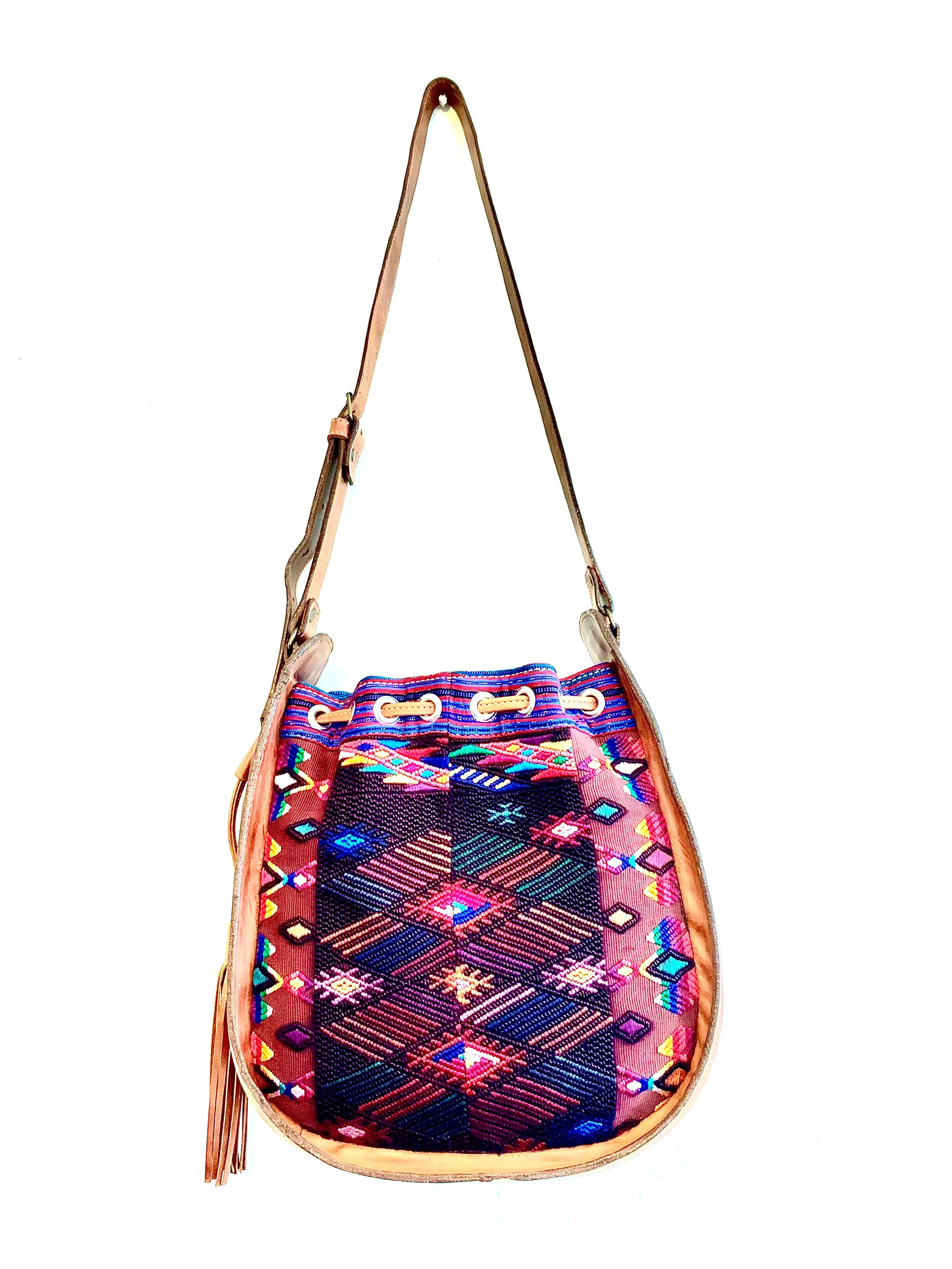 Leather Boho Bag with Embroidery