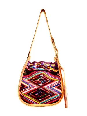 Leather Boho Bag with Embroidery