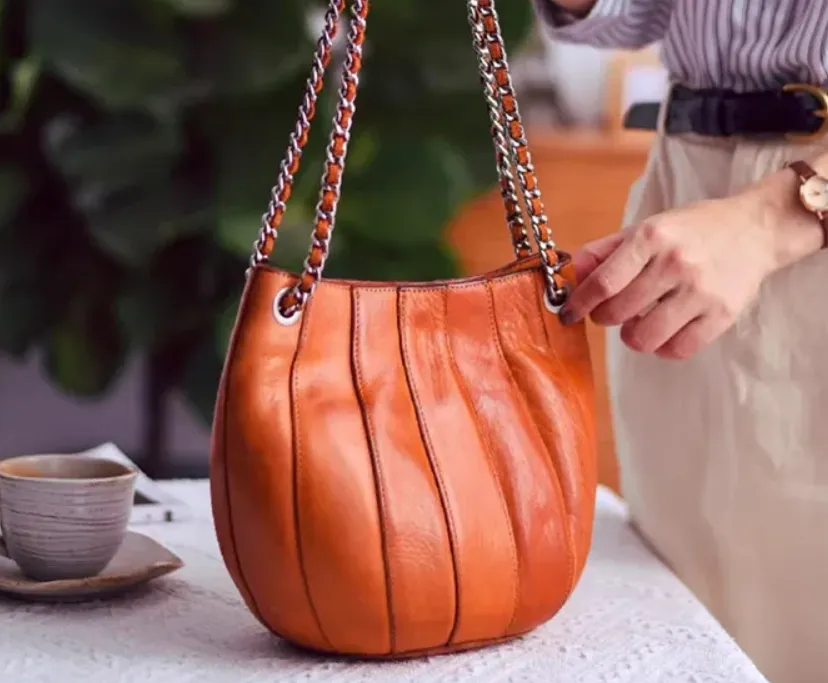 Leather Chain Leather Bag