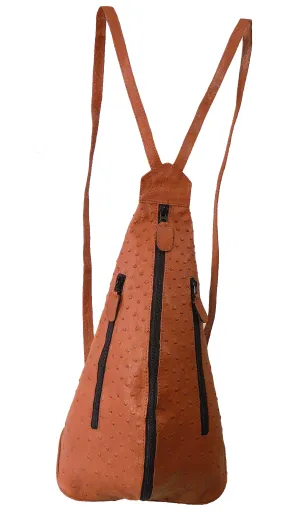 Leather Ostrich Skin Leather Backpack Handbag