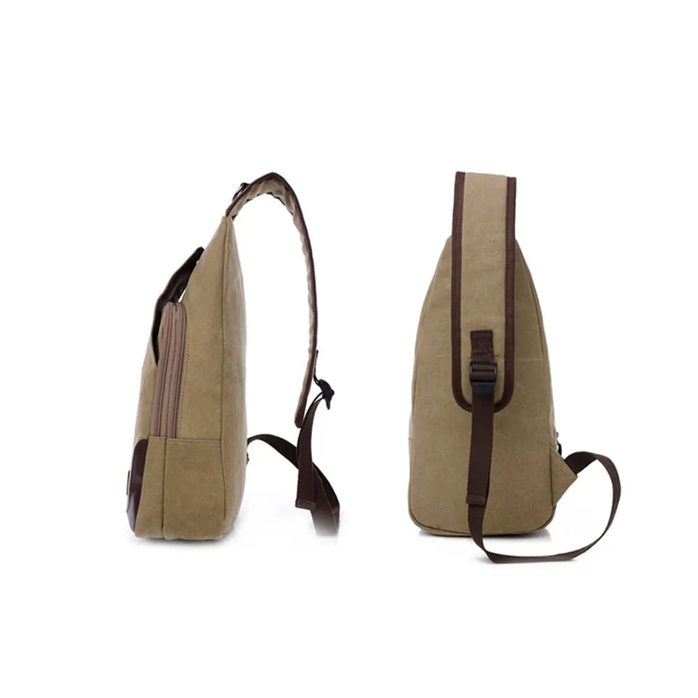 Lightweight Casual Canvas Unbalance Backpack Crossbody Sling Shoulder Bag Chest Bag for Men Women