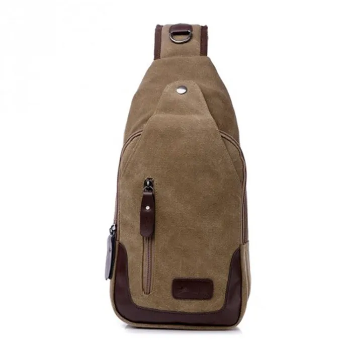 Lightweight Casual Canvas Unbalance Backpack Crossbody Sling Shoulder Bag Chest Bag for Men Women