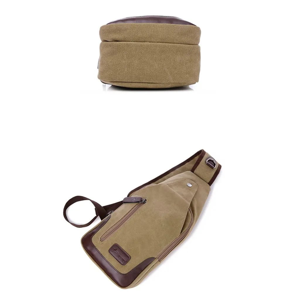 Lightweight Casual Canvas Unbalance Backpack Crossbody Sling Shoulder Bag Chest Bag for Men Women