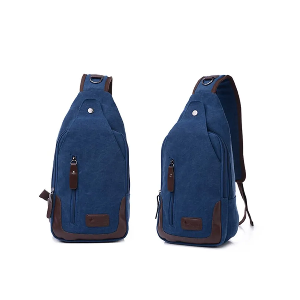 Lightweight Casual Canvas Unbalance Backpack Crossbody Sling Shoulder Bag Chest Bag for Men Women