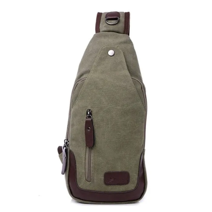 Lightweight Casual Canvas Unbalance Backpack Crossbody Sling Shoulder Bag Chest Bag for Men Women