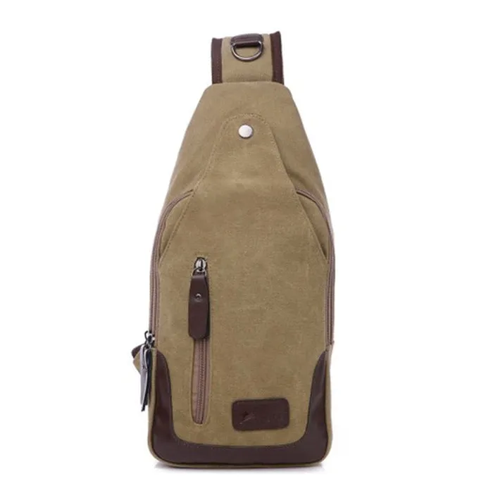 Lightweight Casual Canvas Unbalance Backpack Crossbody Sling Shoulder Bag Chest Bag for Men Women