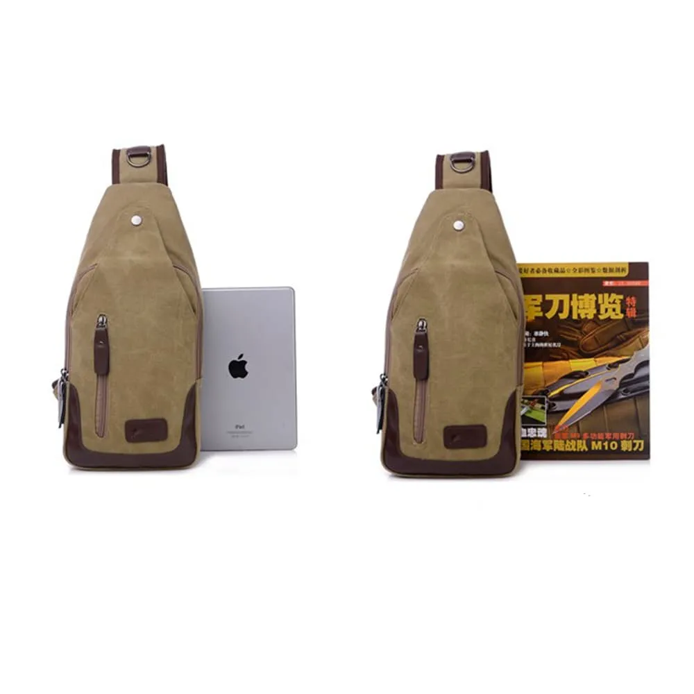 Lightweight Casual Canvas Unbalance Backpack Crossbody Sling Shoulder Bag Chest Bag for Men Women