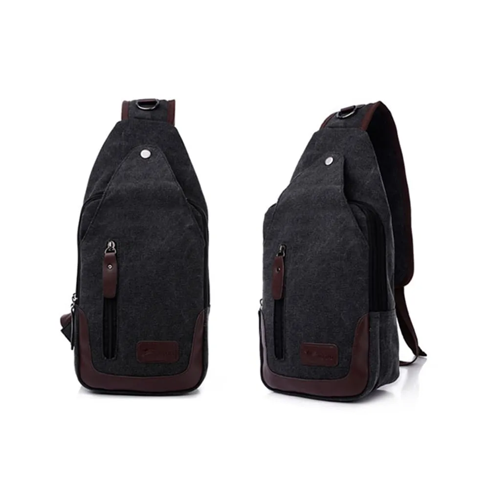 Lightweight Casual Canvas Unbalance Backpack Crossbody Sling Shoulder Bag Chest Bag for Men Women